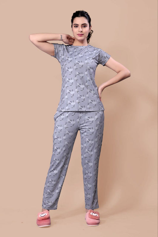 New Women Printed Multi Color Top & Pyjama Night suit