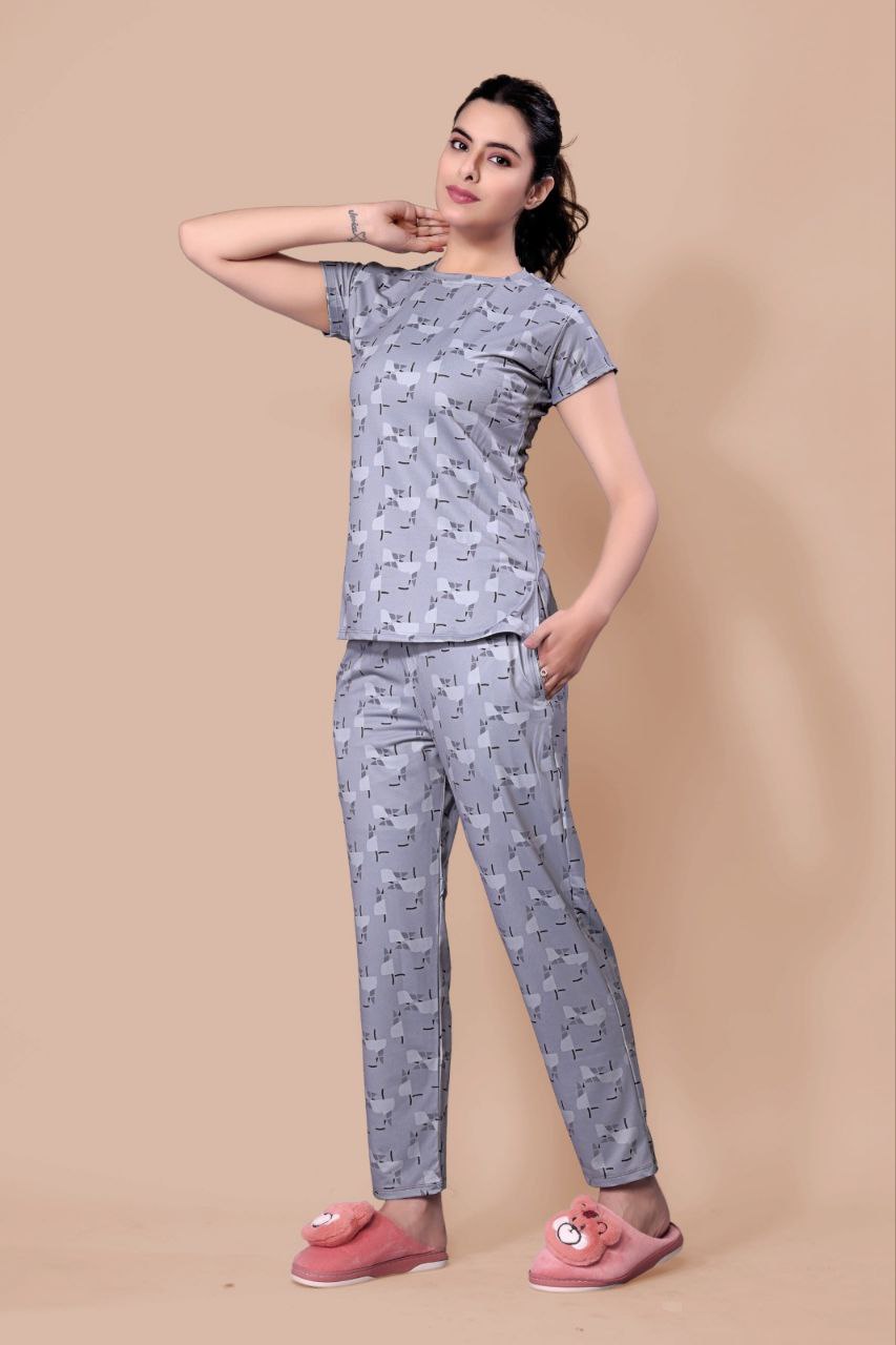 New Women Printed Multi Color Top & Pyjama Night suit