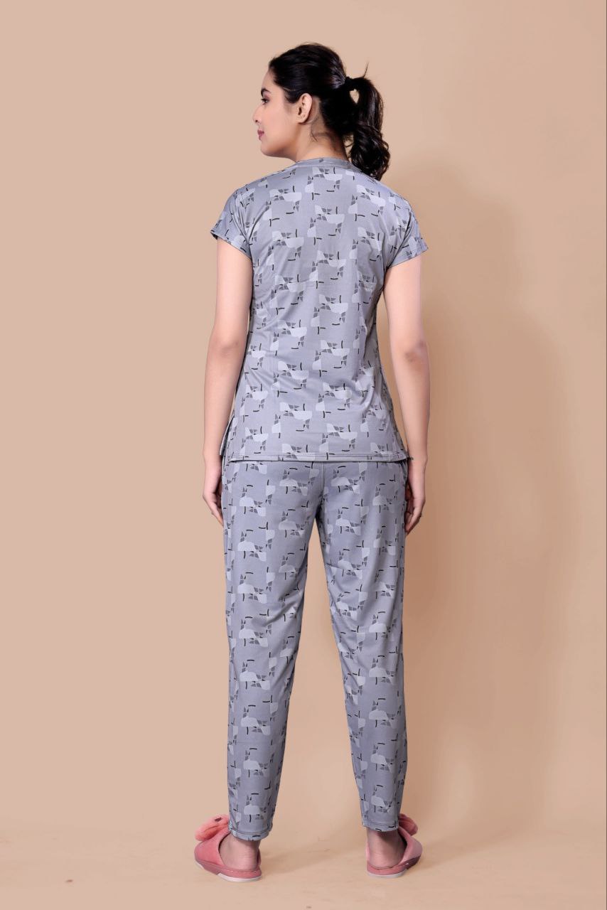 New Women Printed Multi Color Top & Pyjama Night suit