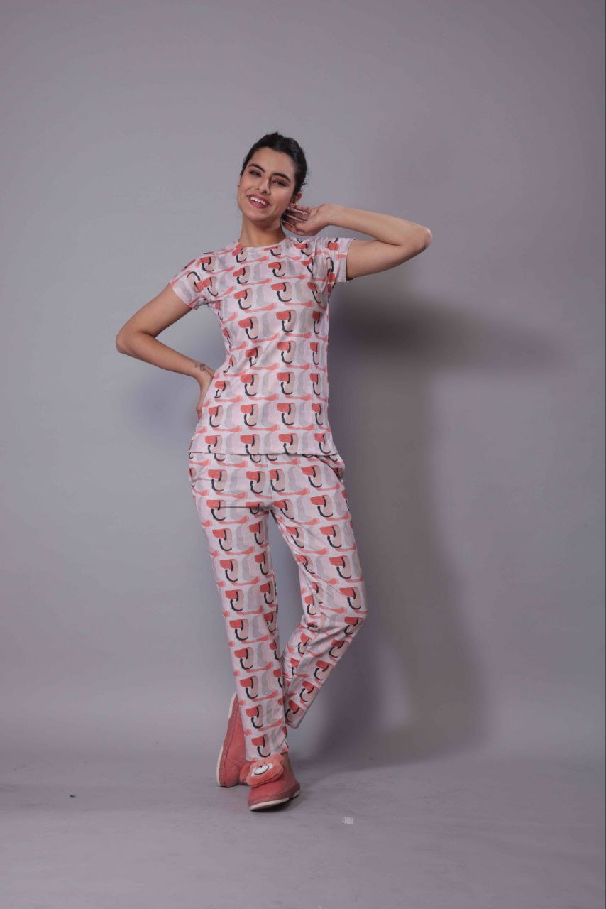 New Women Printed Multi Color Top & Pyjama Night suit