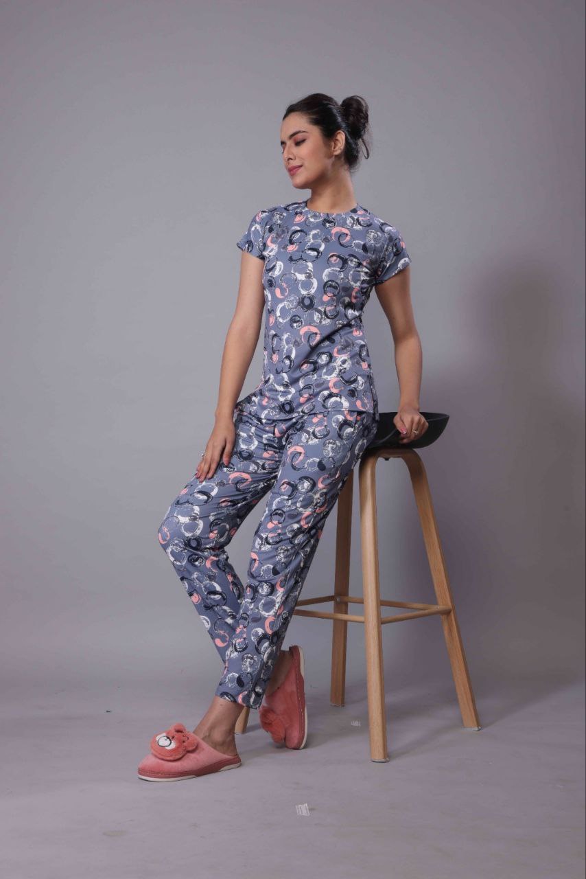 New Women Printed Multi Color Top & Pyjama Night suit