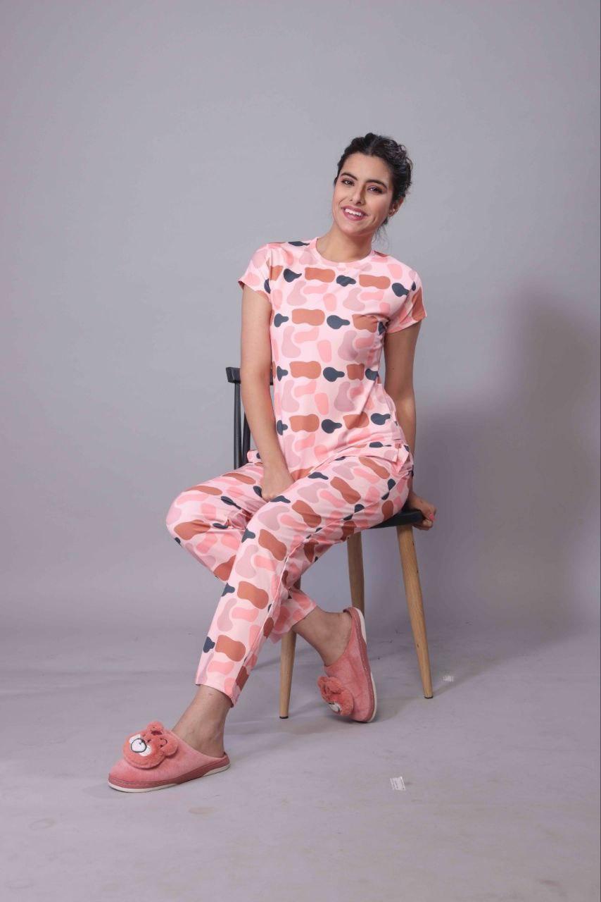 New Women Printed Multi Color Top & Pyjama Night suit