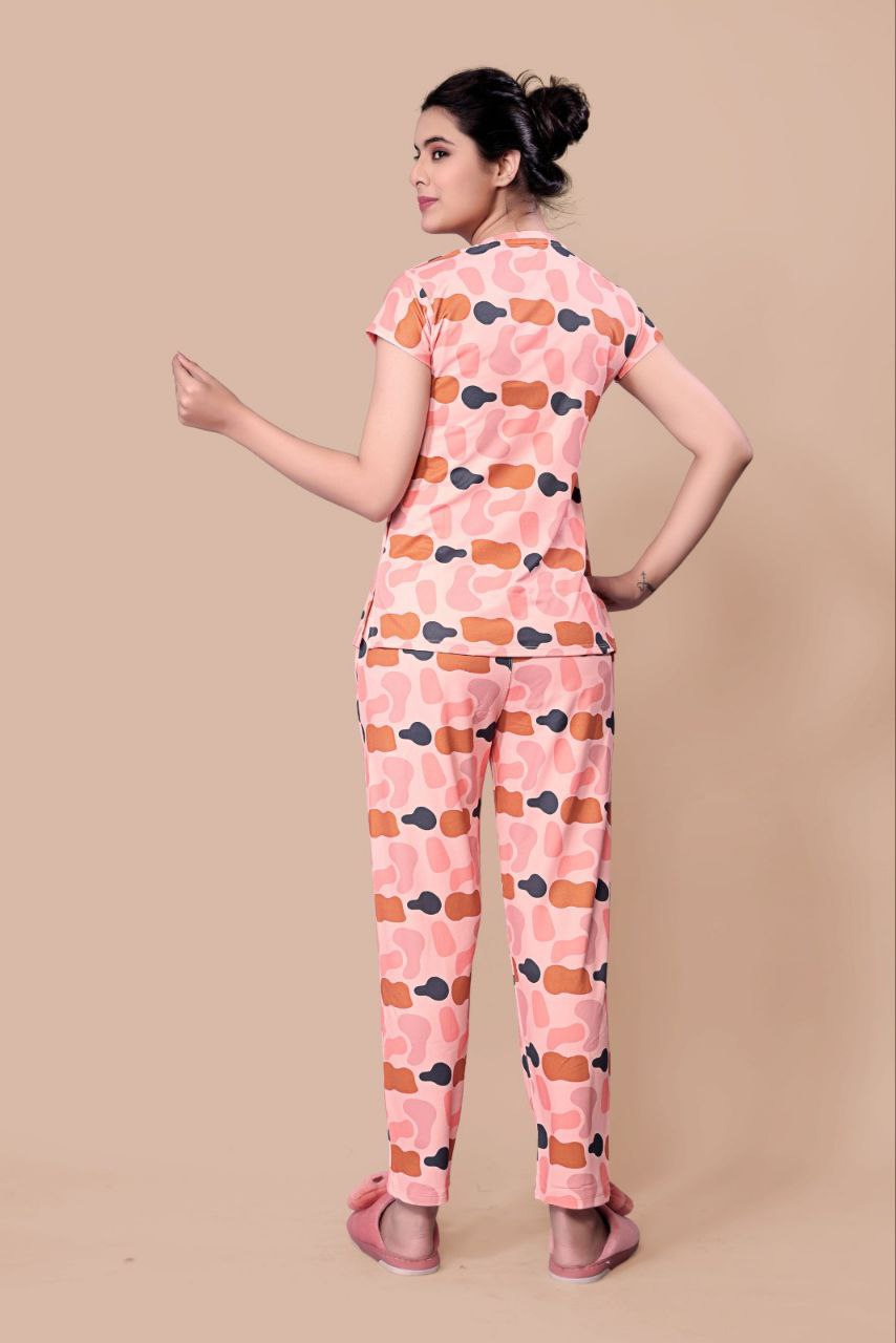 New Women Printed Multi Color Top & Pyjama Night suit