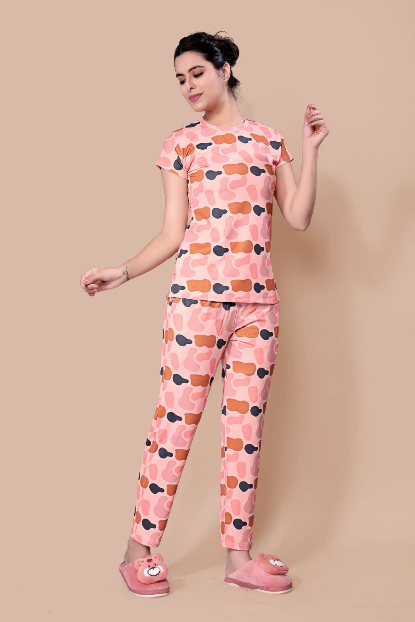 New Women Printed Multi Color Top & Pyjama Night suit