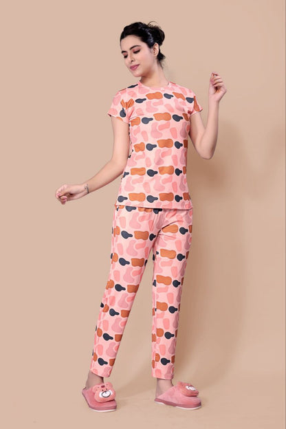 New Women Printed Multi Color Top & Pyjama Night suit