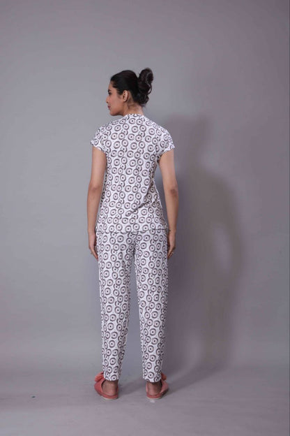 New Women Printed Multi Color Top & Pyjama Night suit
