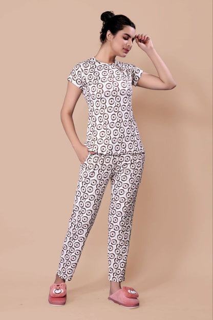 New Women Printed Multi Color Top & Pyjama Night suit
