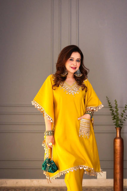 NEW SUPERHIT KAFTAN & PENT ON DEVSENA SATIN FABRIC