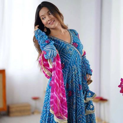 NEW ANARKALI SET SUPERHIT TRENDING 3 PIECES GOWN, PENT & DUPATTA SET