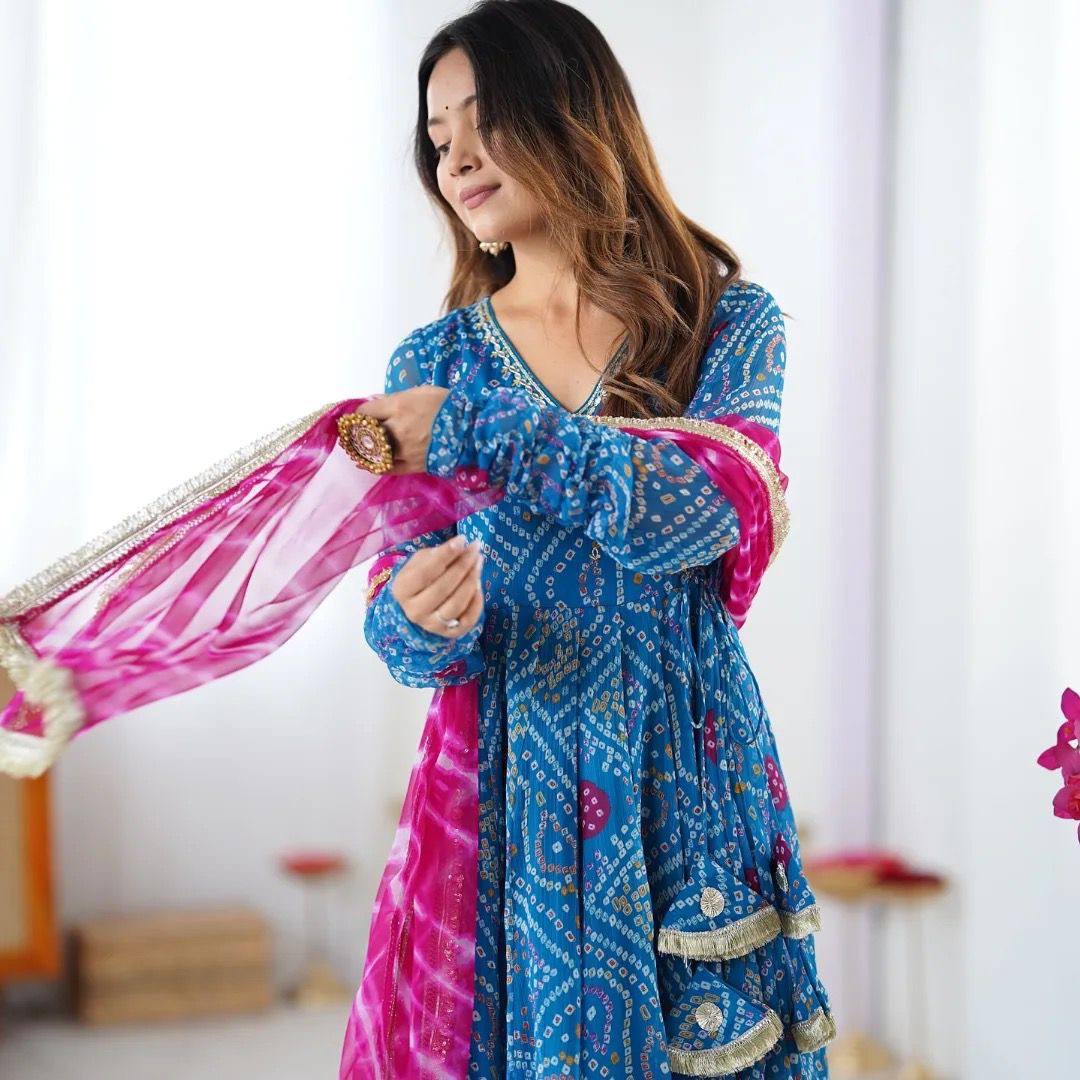 NEW ANARKALI SET SUPERHIT TRENDING 3 PIECES GOWN, PENT & DUPATTA SET