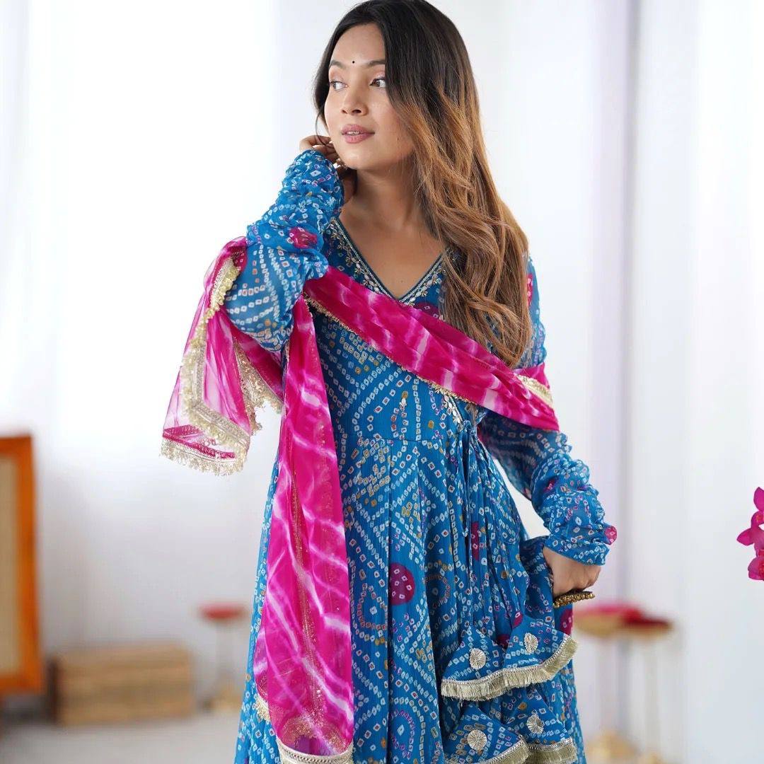 NEW ANARKALI SET SUPERHIT TRENDING 3 PIECES GOWN, PENT & DUPATTA SET