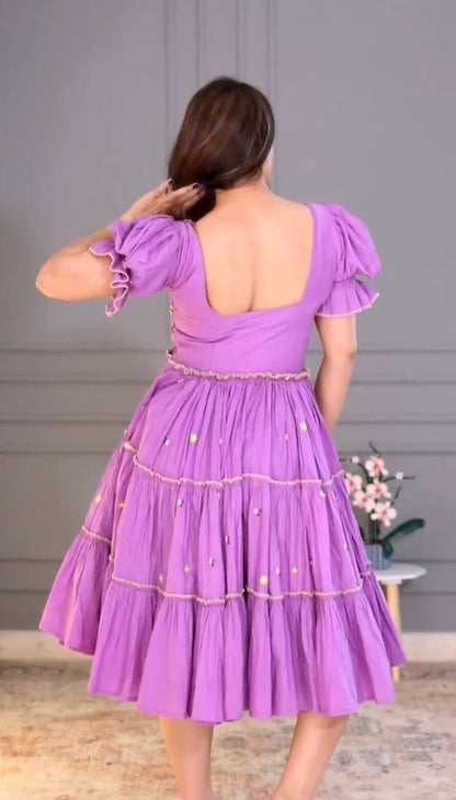 NEW SUPERHIT TRENDING LAVENDER COLOR TUNIC WITH FULL FLAIR EMBROIDERY WORK