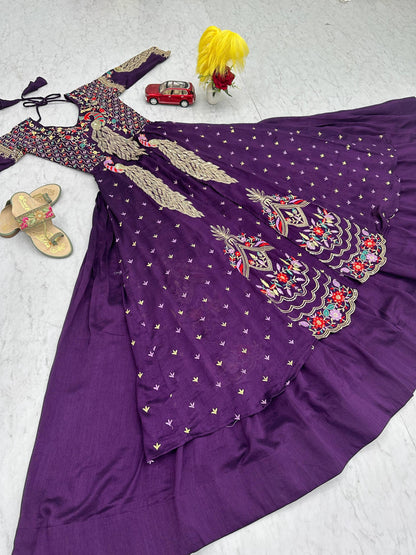 New Festival Special Purple Color Crop Top with Shrug